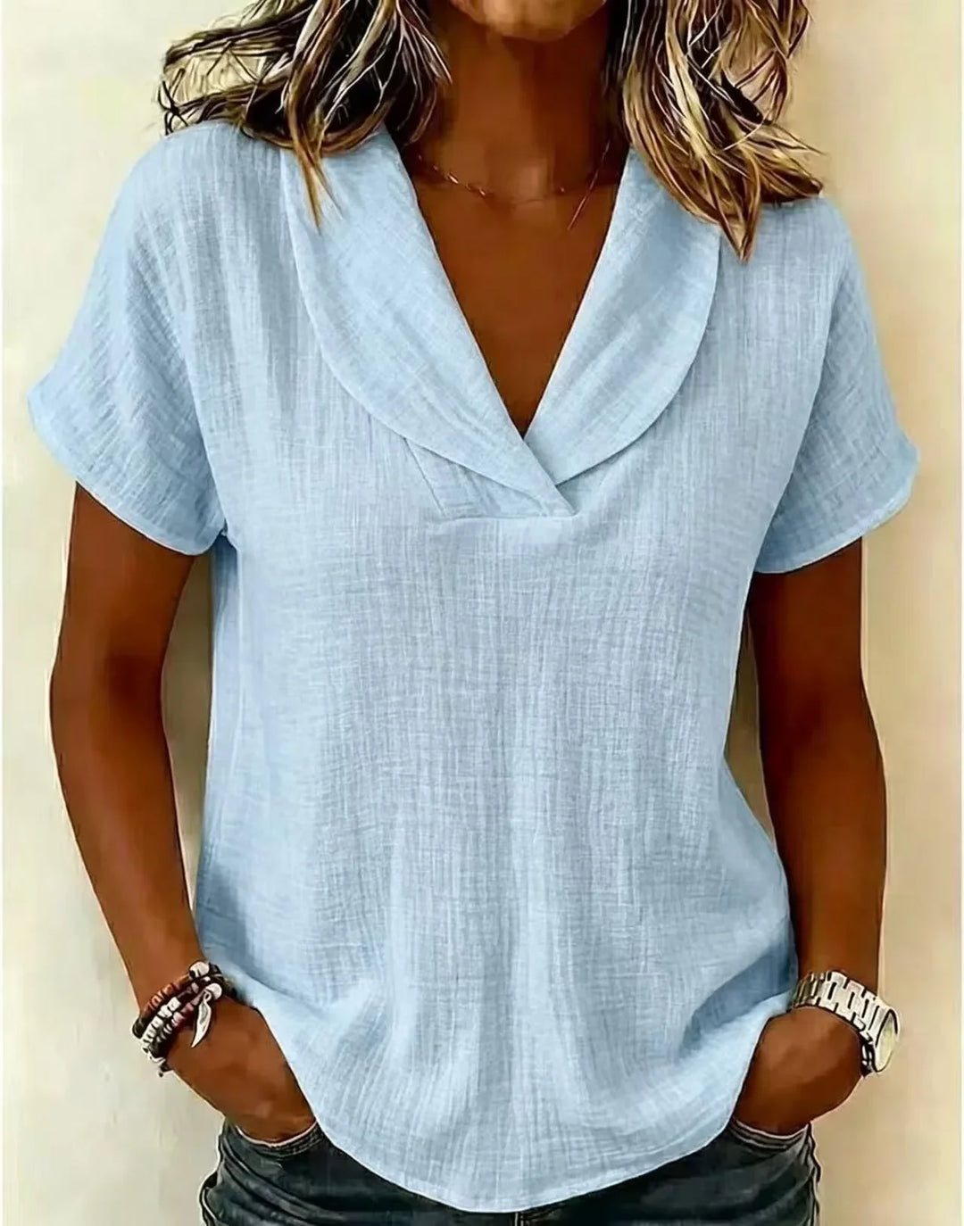 Zara Relaxed V Neck Blouse
