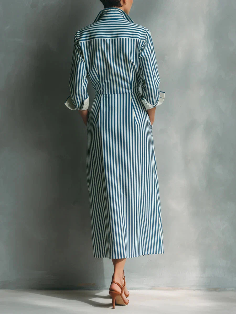 Merie Striped Shirt Midi Dress