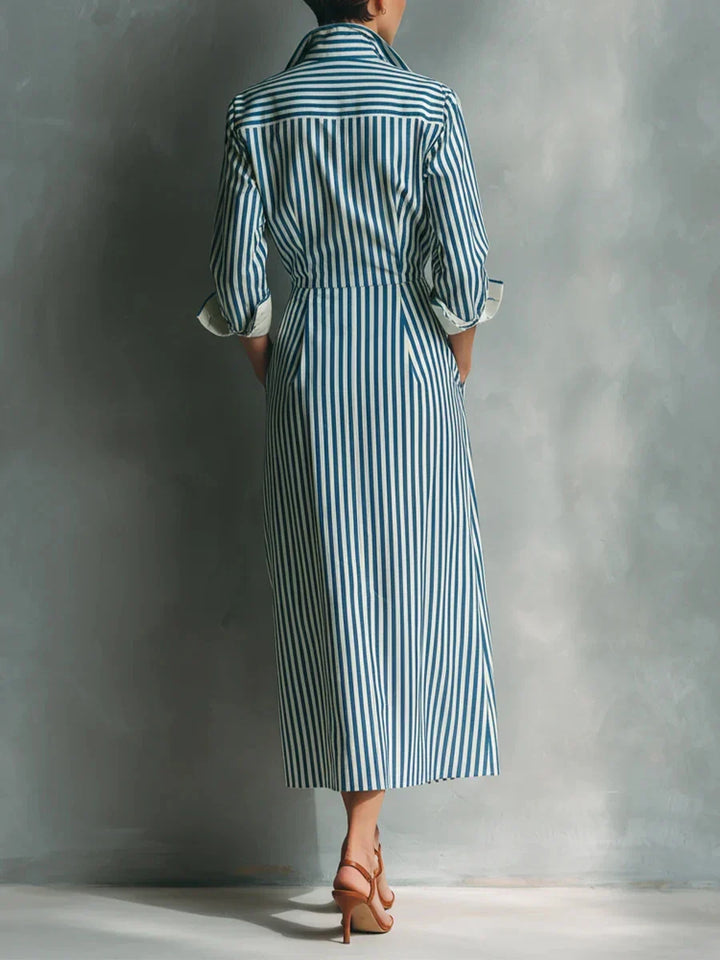 Merie Striped Shirt Midi Dress