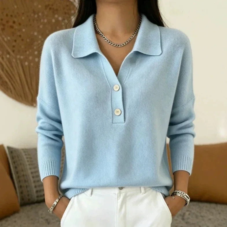 Sylvie Button Placket Polo Sweater