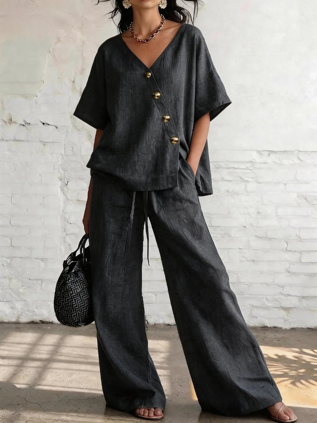 Veronica Relaxed Wide Leg Trouser Set