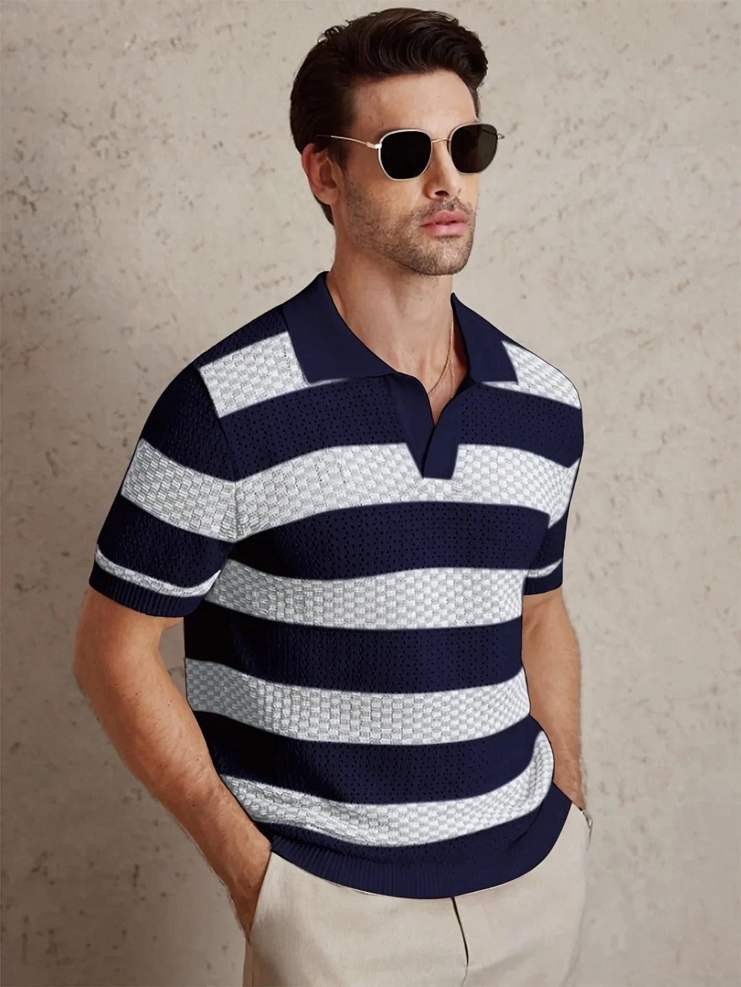Tom Striped Knit Polo Shirt