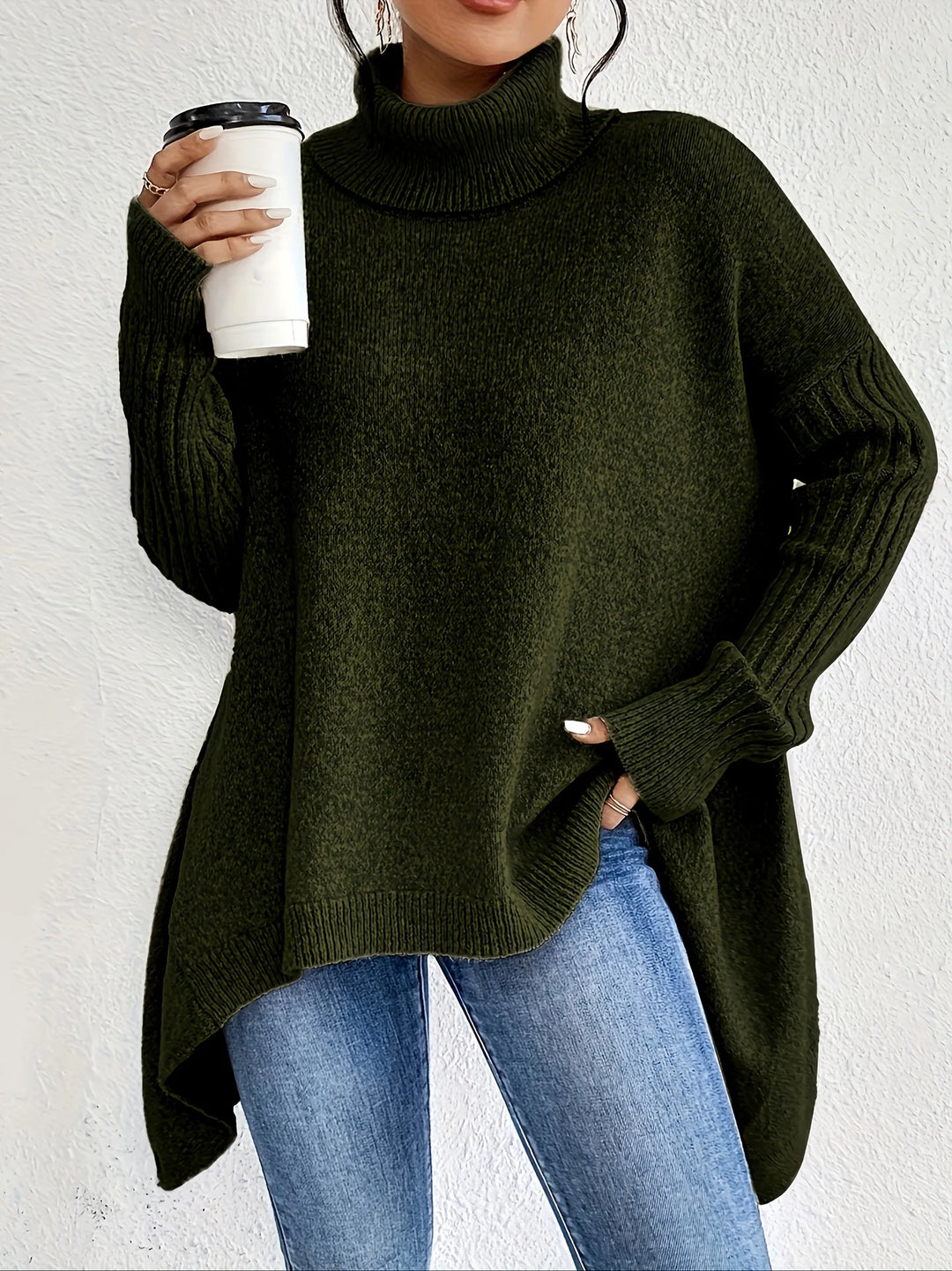 Wilhelmina Asymmetric Hem Sweater