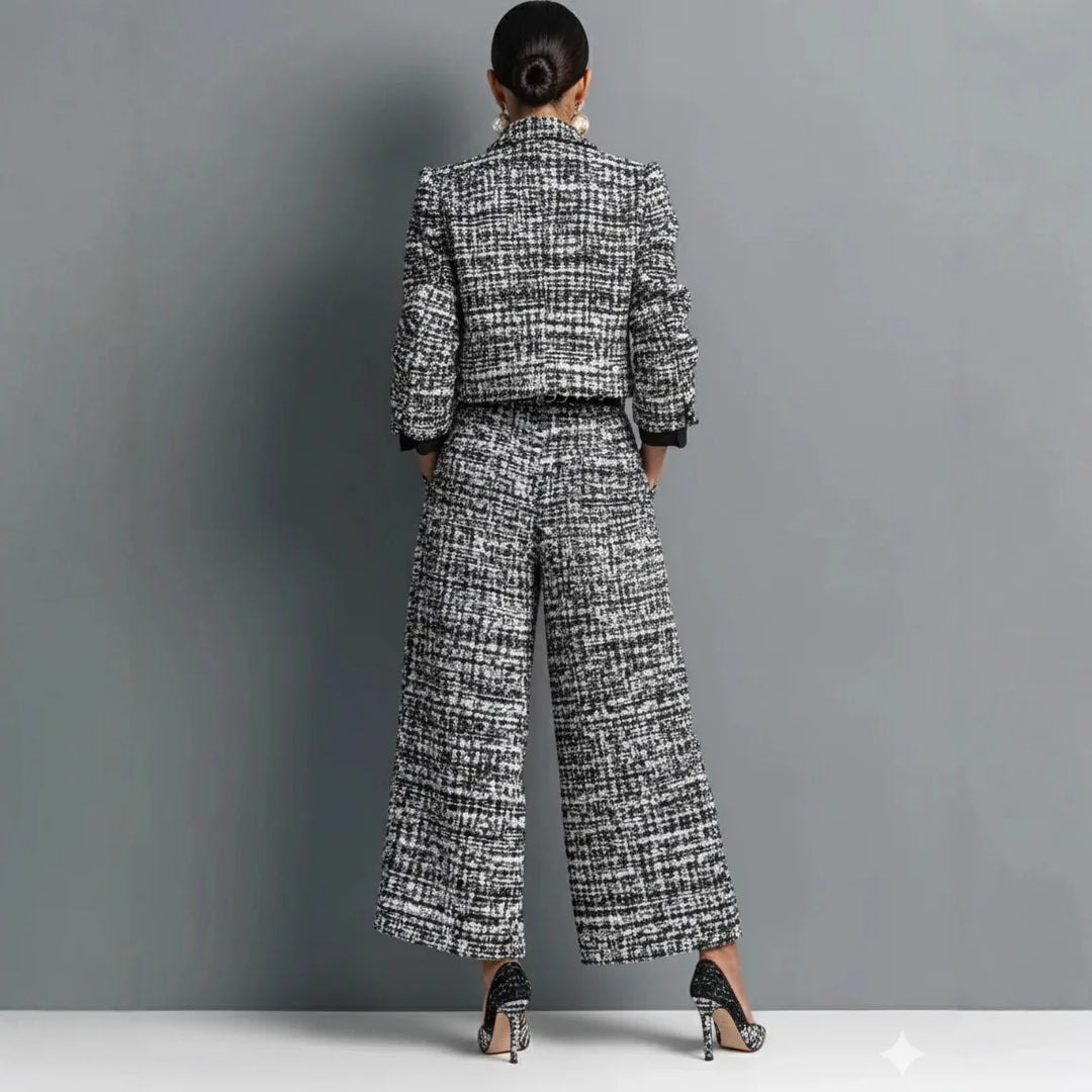 Rosette Notch Lapel Jacket Set