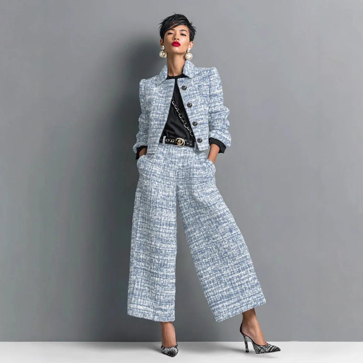 Rosette Notch Lapel Jacket Set