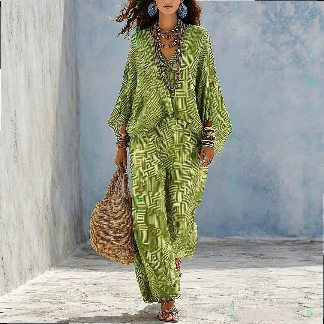 Calista Bohemian Print Two-Piece Outfit Set