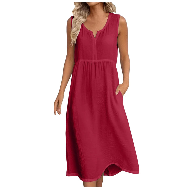 Scarlet Notch Neck  Midi Dress
