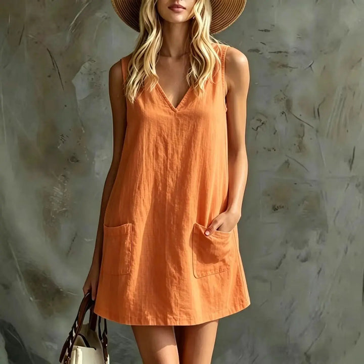 Nora Linen Pocket Mini Dress