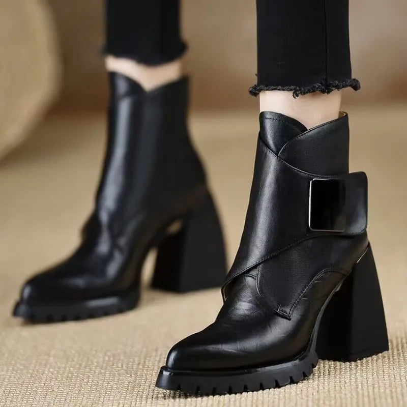 Gaia Buckle Strap Ankle Boots
