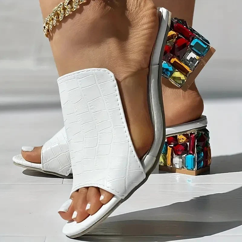 Paige Crystal Block Heel Sandals