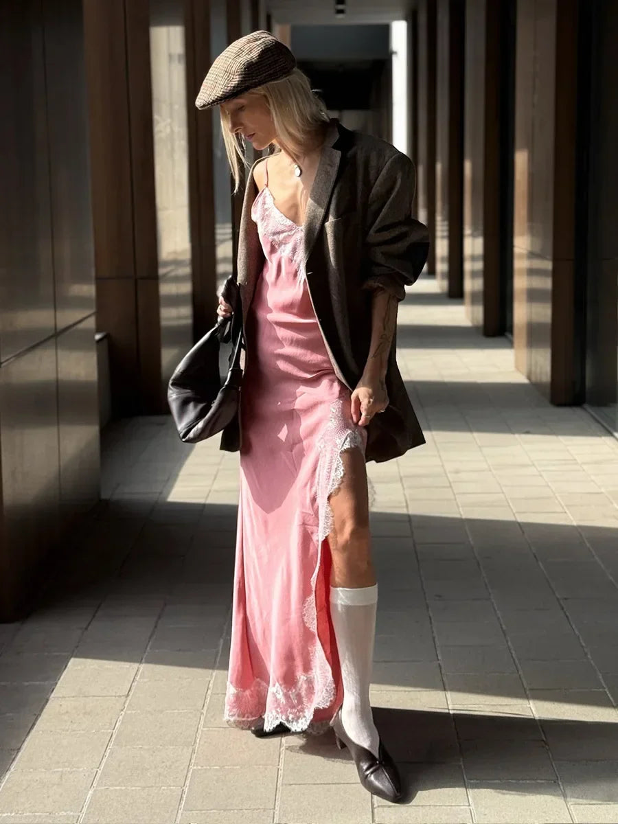 Martha Satin Lace Maxi Dress