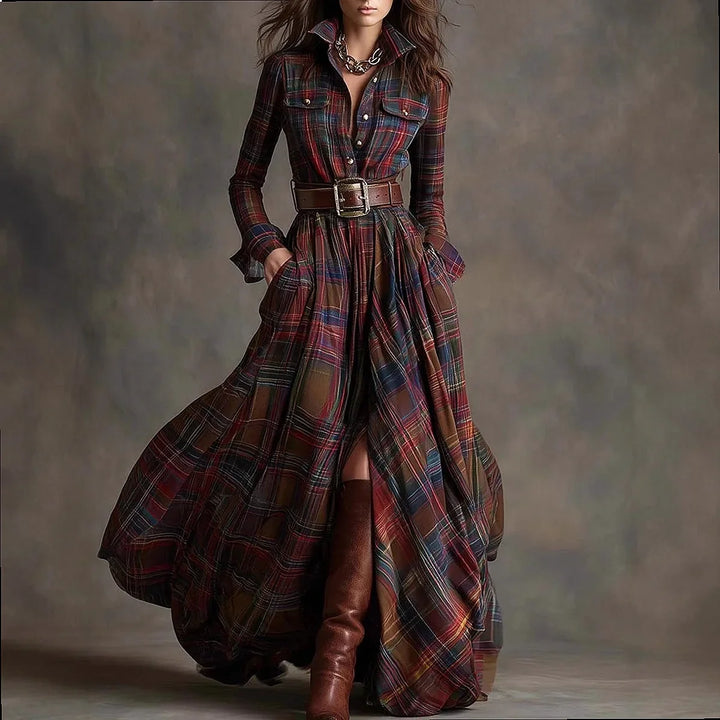 Clementine Plaid Button Maxi Dress