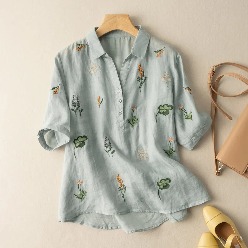 Brookie Embroidered Linen Blouse