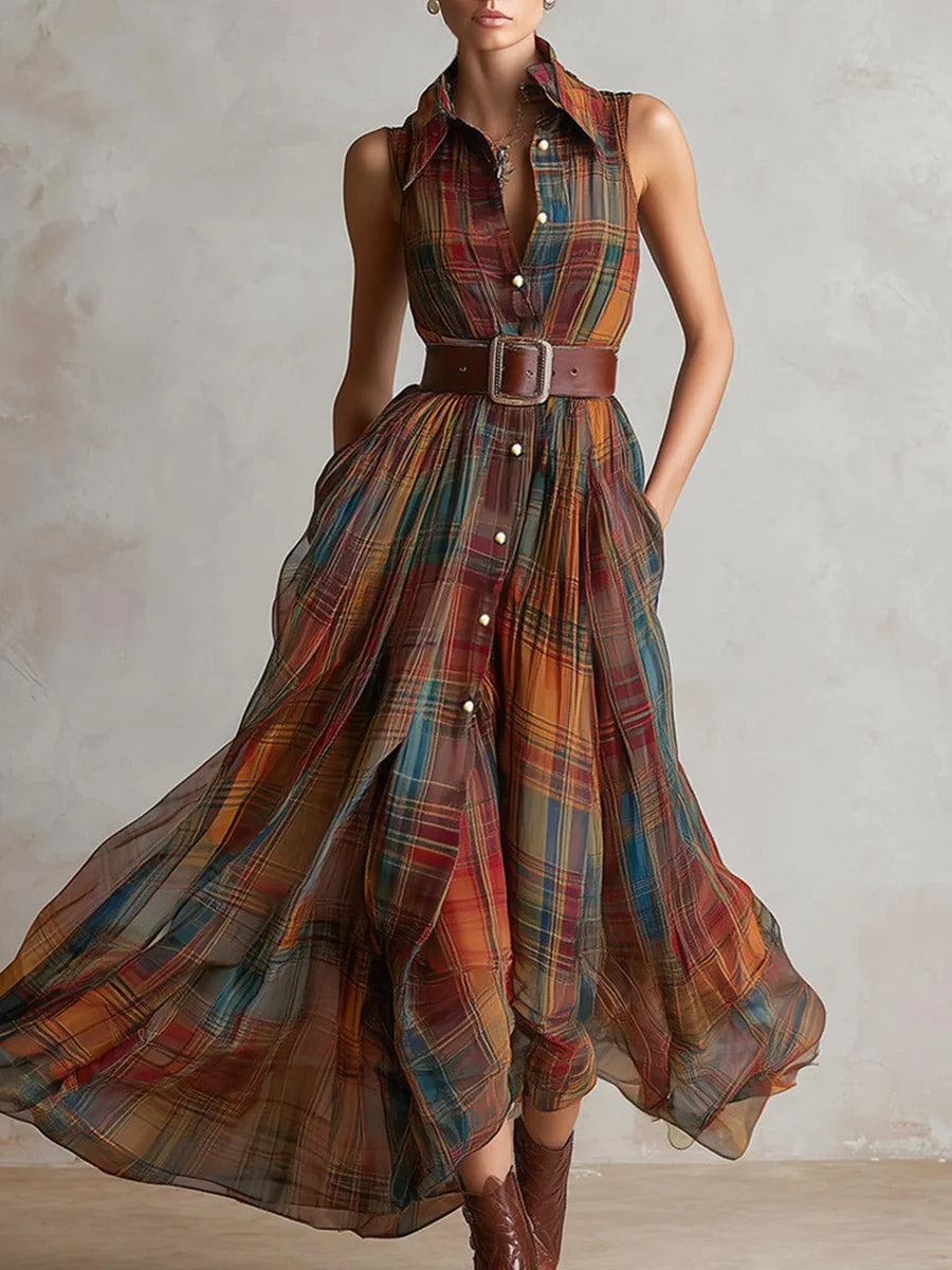 Rebecca Plaid Bohemian Maxi Dress