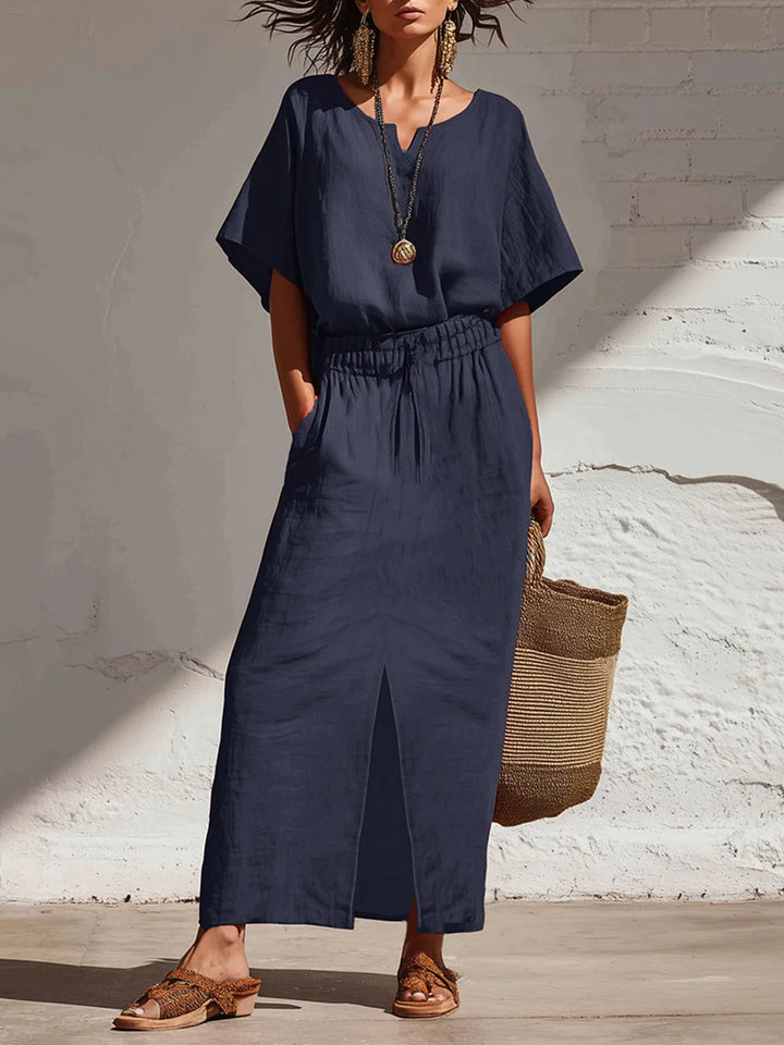 Anvella Sophisticated Split Skirt Boho Set