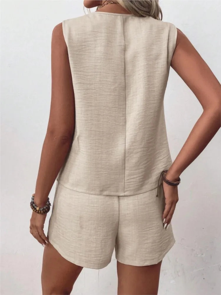 Laura Button Front Two Piece Set