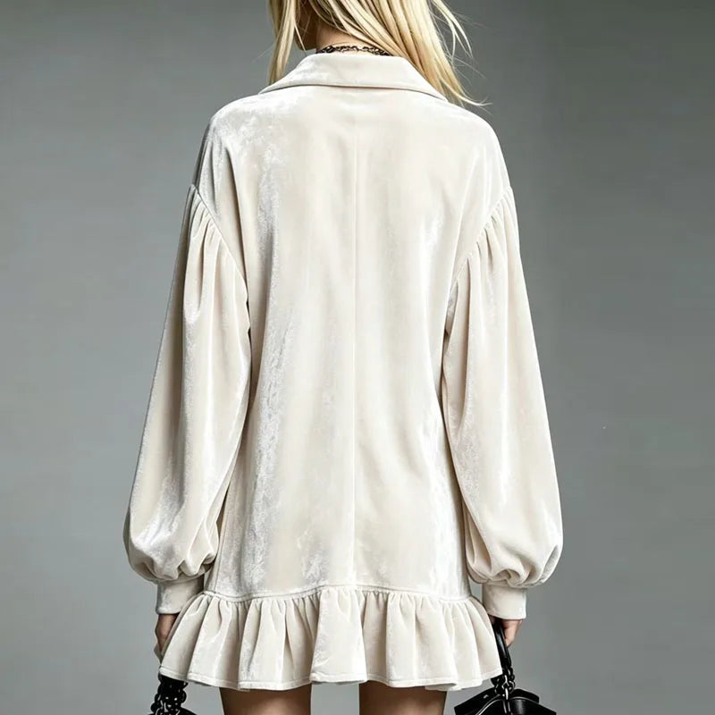 Anna Velvet Ruffle Mini Dress