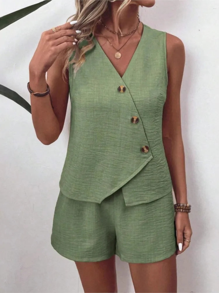 Laura Button Front Two Piece Set