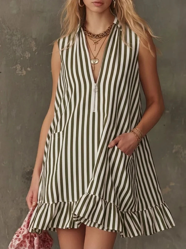 Yvette Striped Pocket Mini Dress