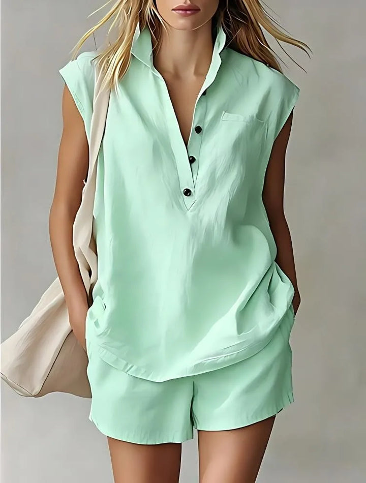 Saria Breathable Cotton Linen Shorts Set