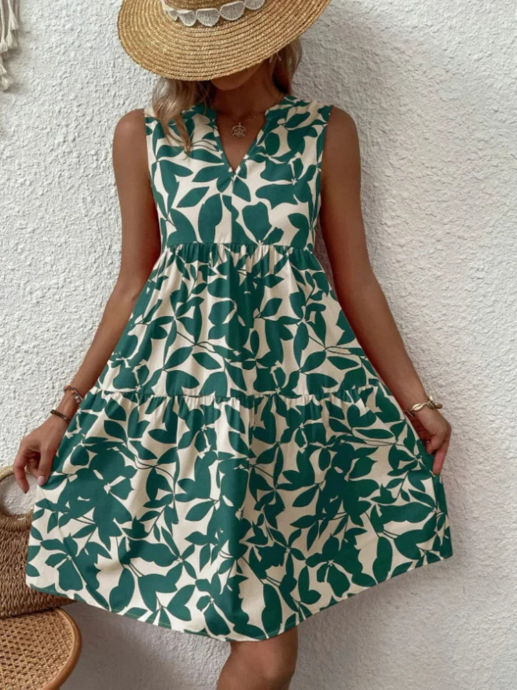Samara Boho Print Ruffled Mini Dress