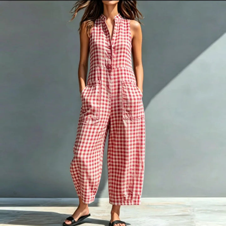 Arielle Plaid Wide Leg Jumpsuit