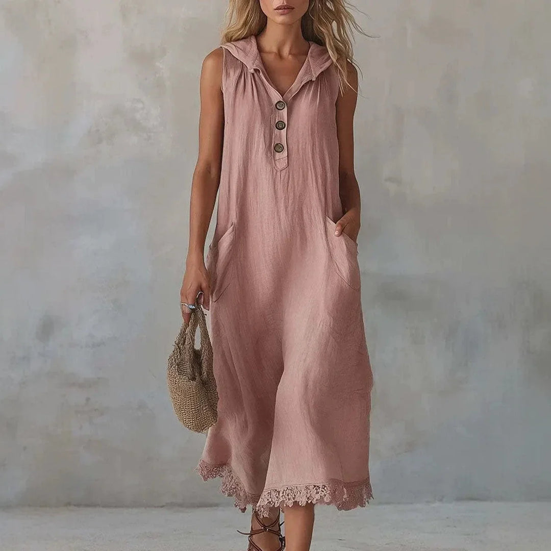 Madeline V Neck Hooded Midi Dress