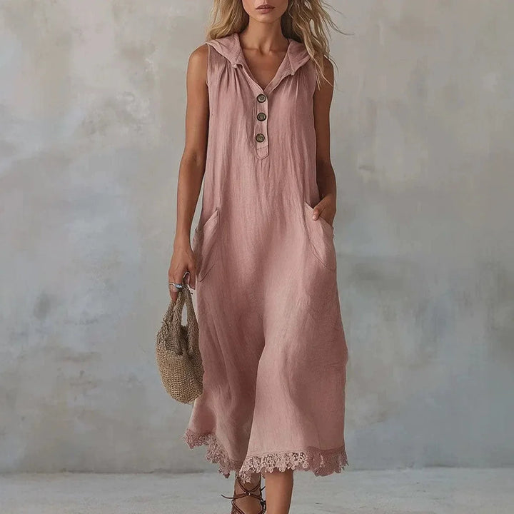 Madeline V Neck Hooded Midi Dress