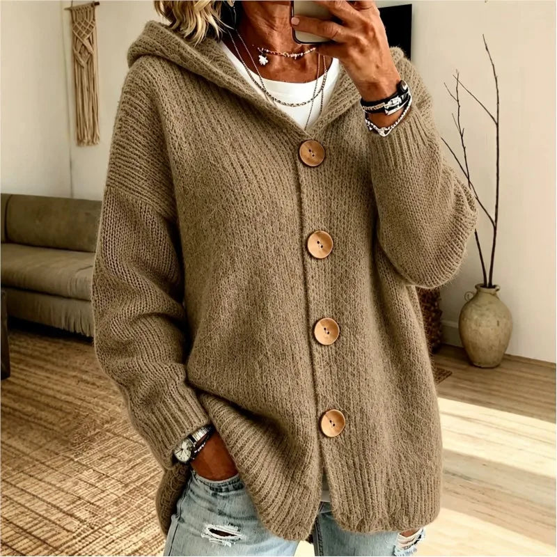 Anna Hooded Button Front Cardigan