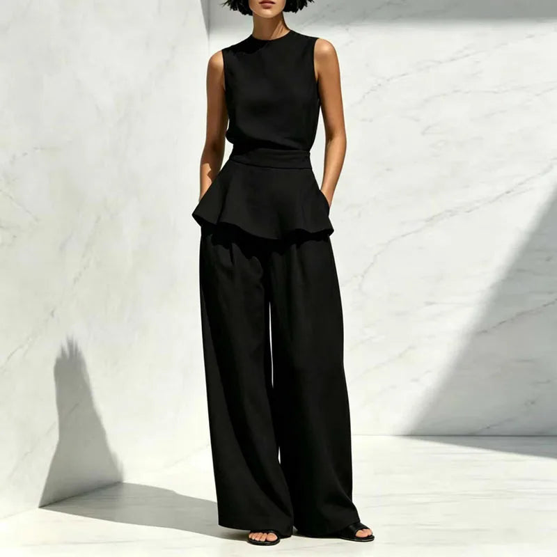 Florina Sleeveless Wide Leg Pants Set