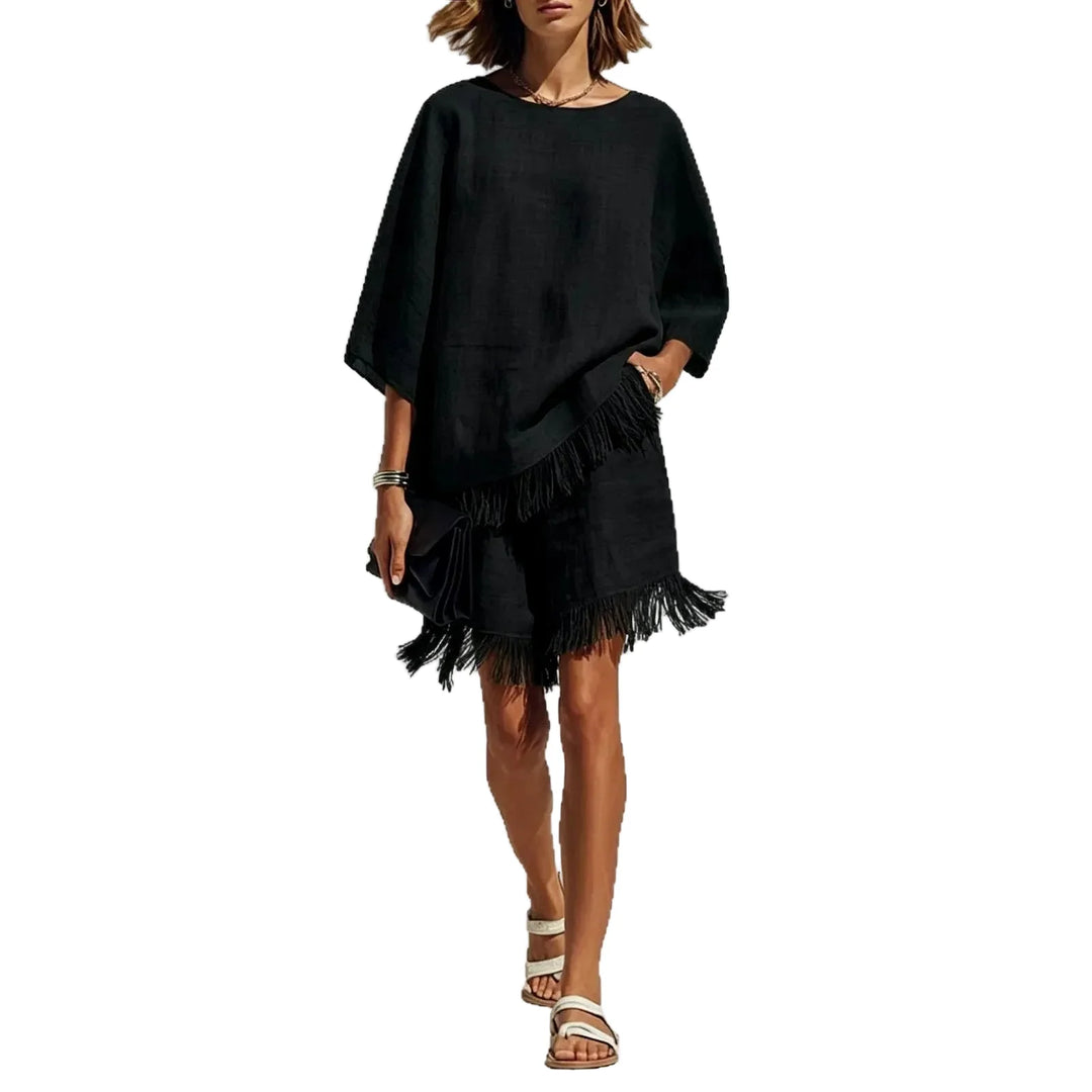 Maris Linen Fringe Cape Co-Ord Set