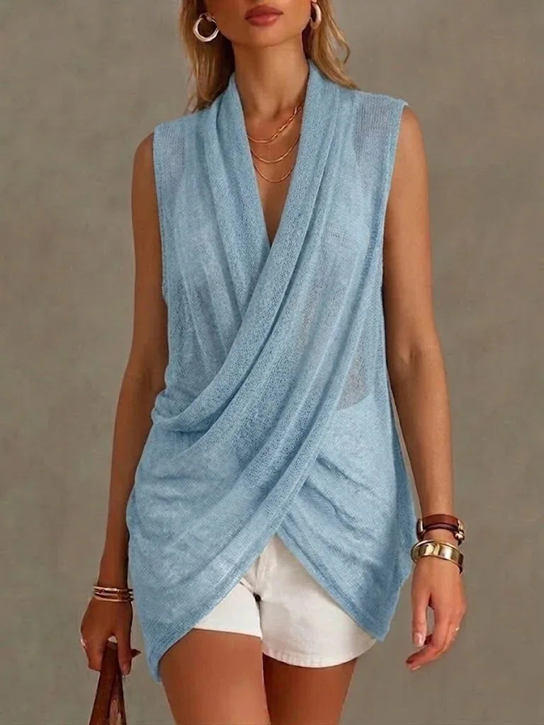 Heloise Casual Drape V Neck Matching Set