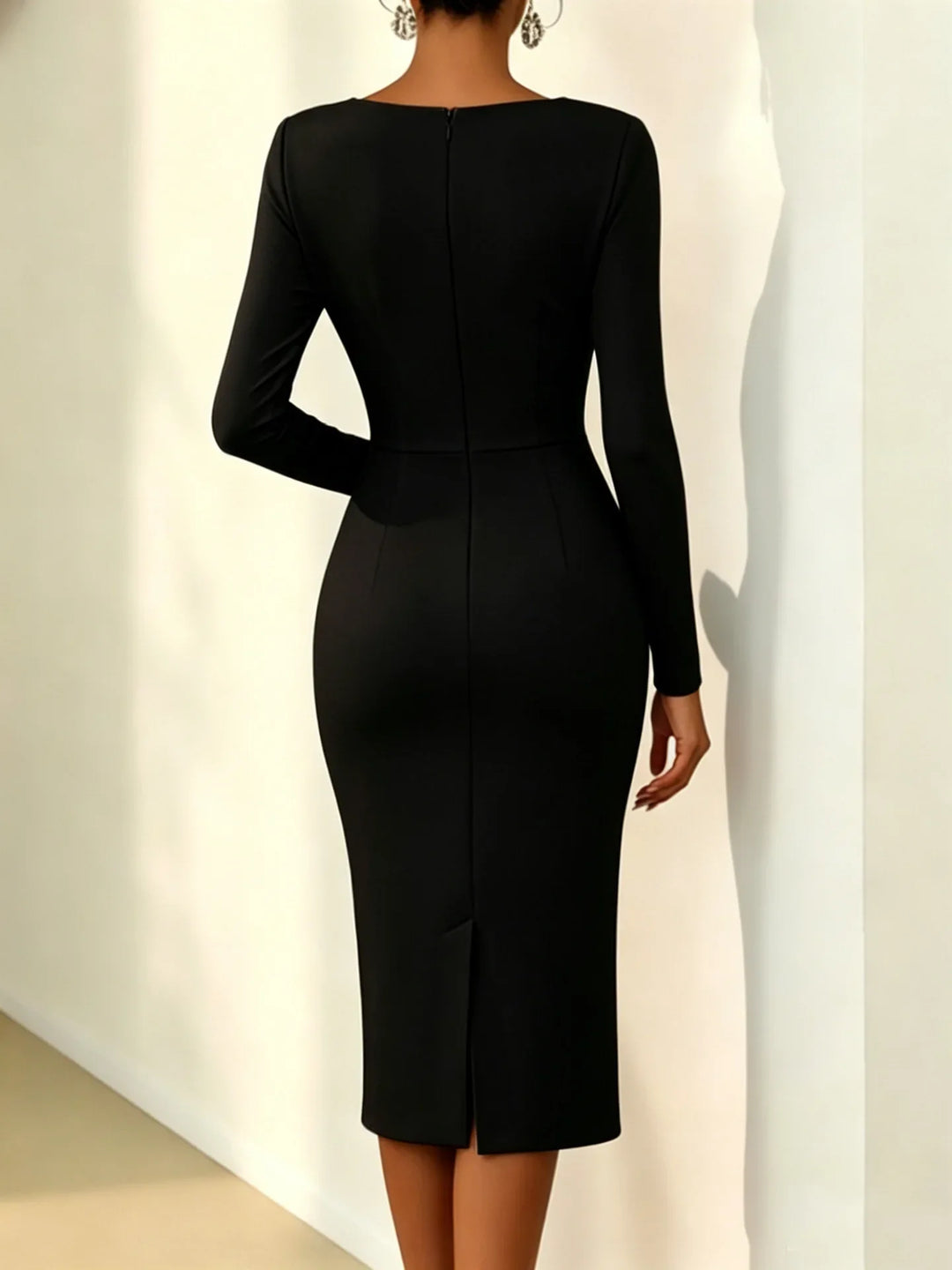 Evelora Elegant Midi Wedding Guest Dress