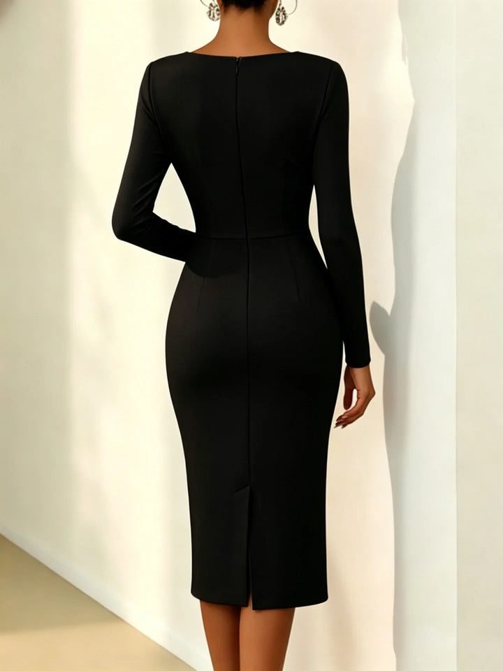 Evelora Elegant Midi Wedding Guest Dress