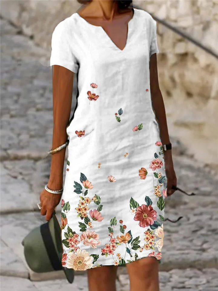 Agatha Floral V Neck Mini Dress