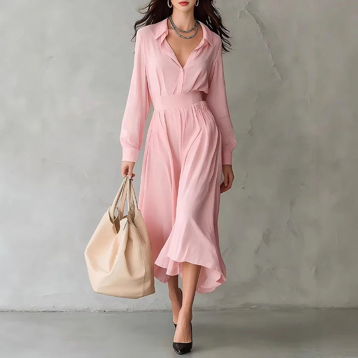 Eloise Pleated Shirt Midi Dress