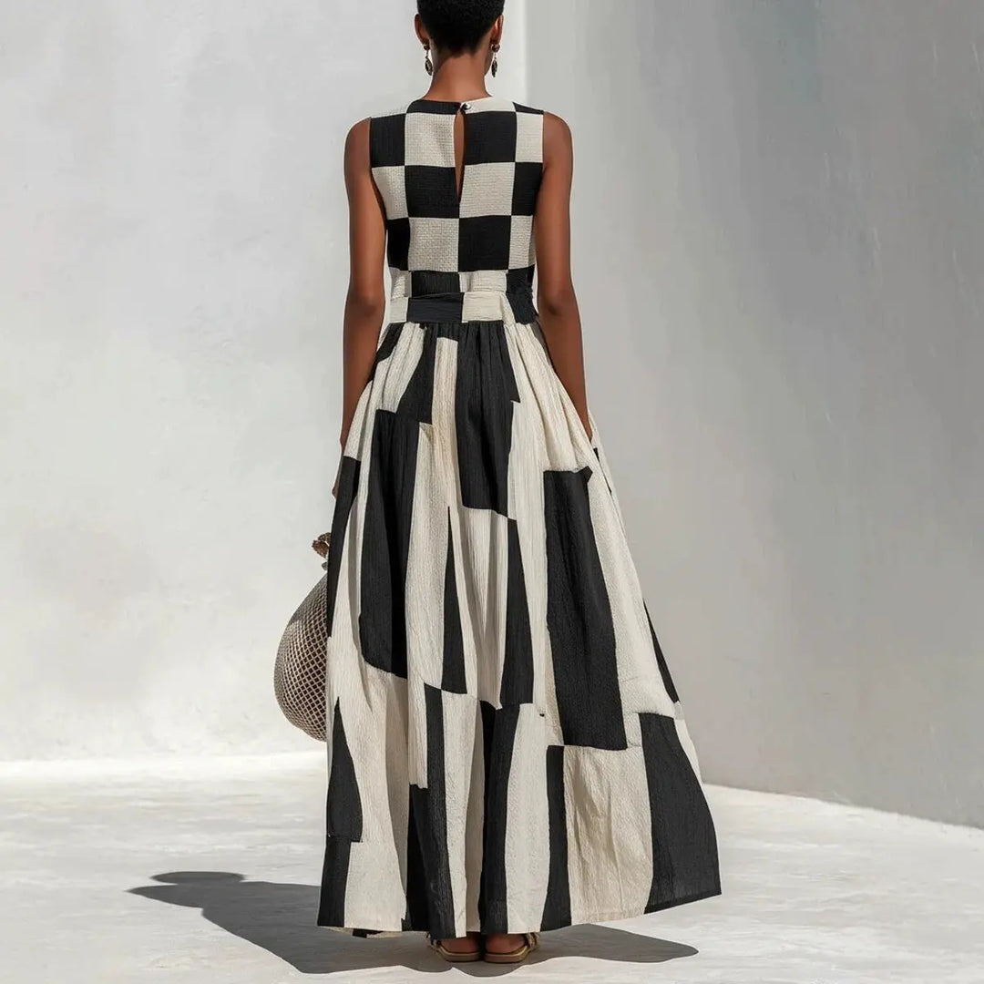 Tiffany Geometric Patchwork Maxi Dress