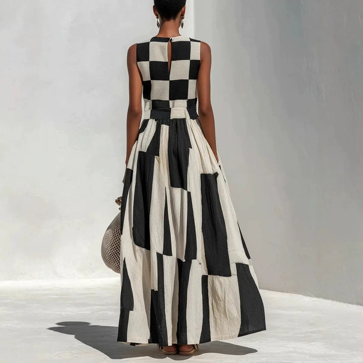Tiffany Geometric Patchwork Maxi Dress