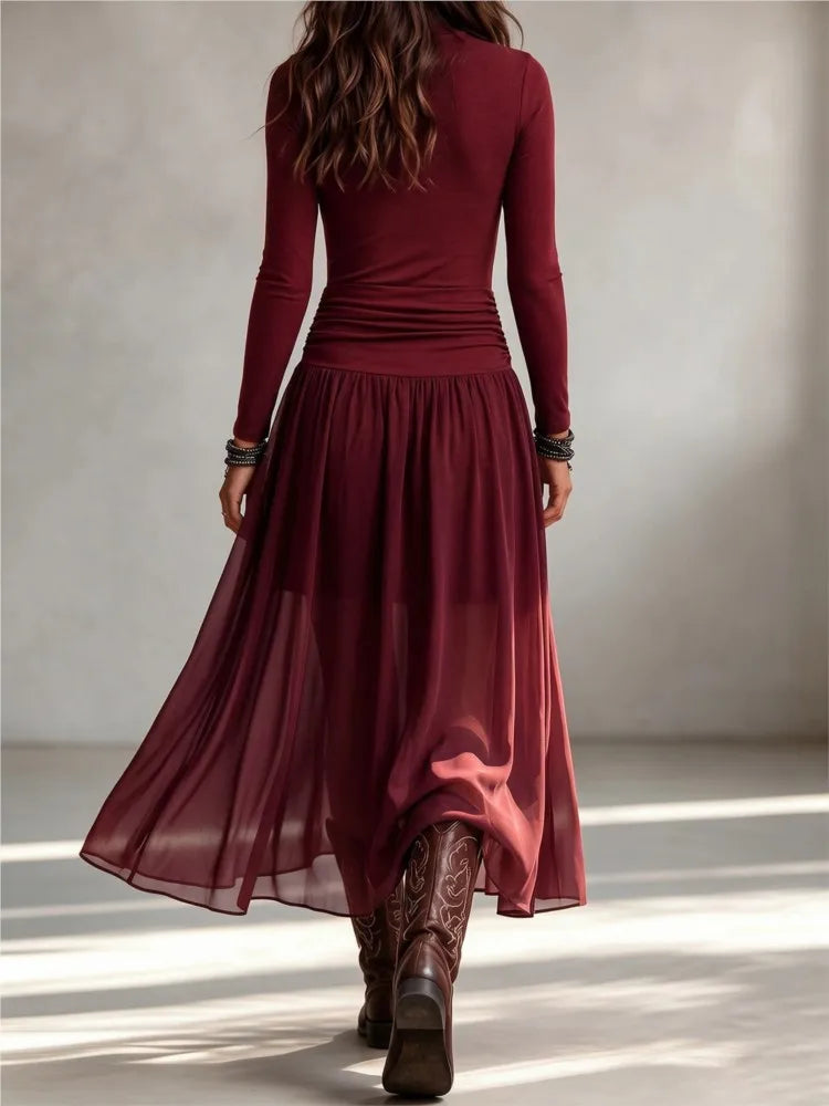 Larissa Ruched Mock Neck Dress