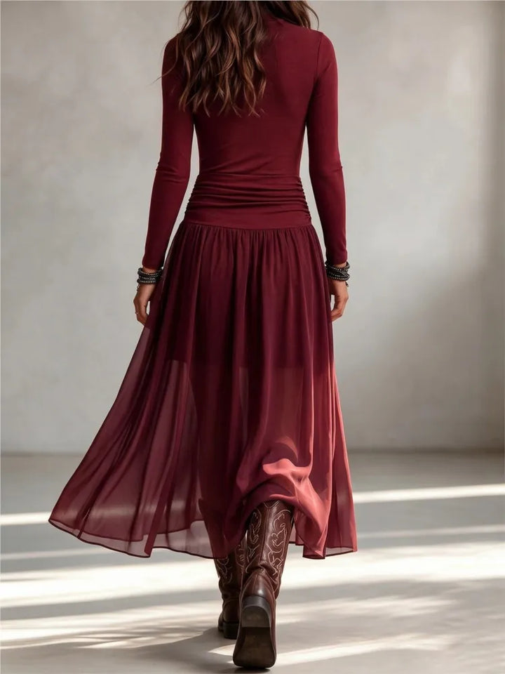 Larissa Ruched Mock Neck Dress