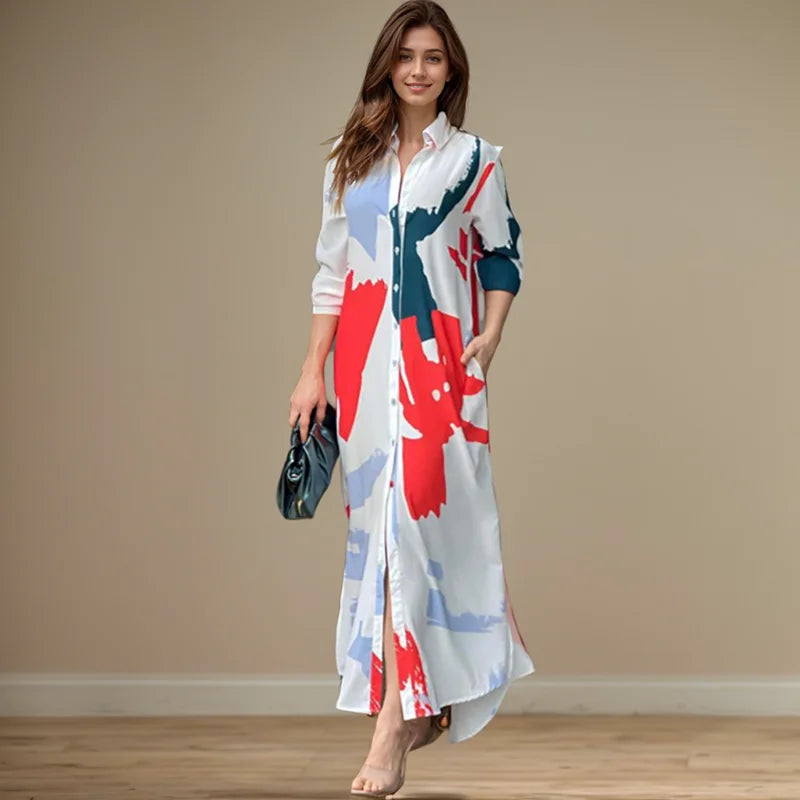 Alina Abstract Shirt Maxi Dress