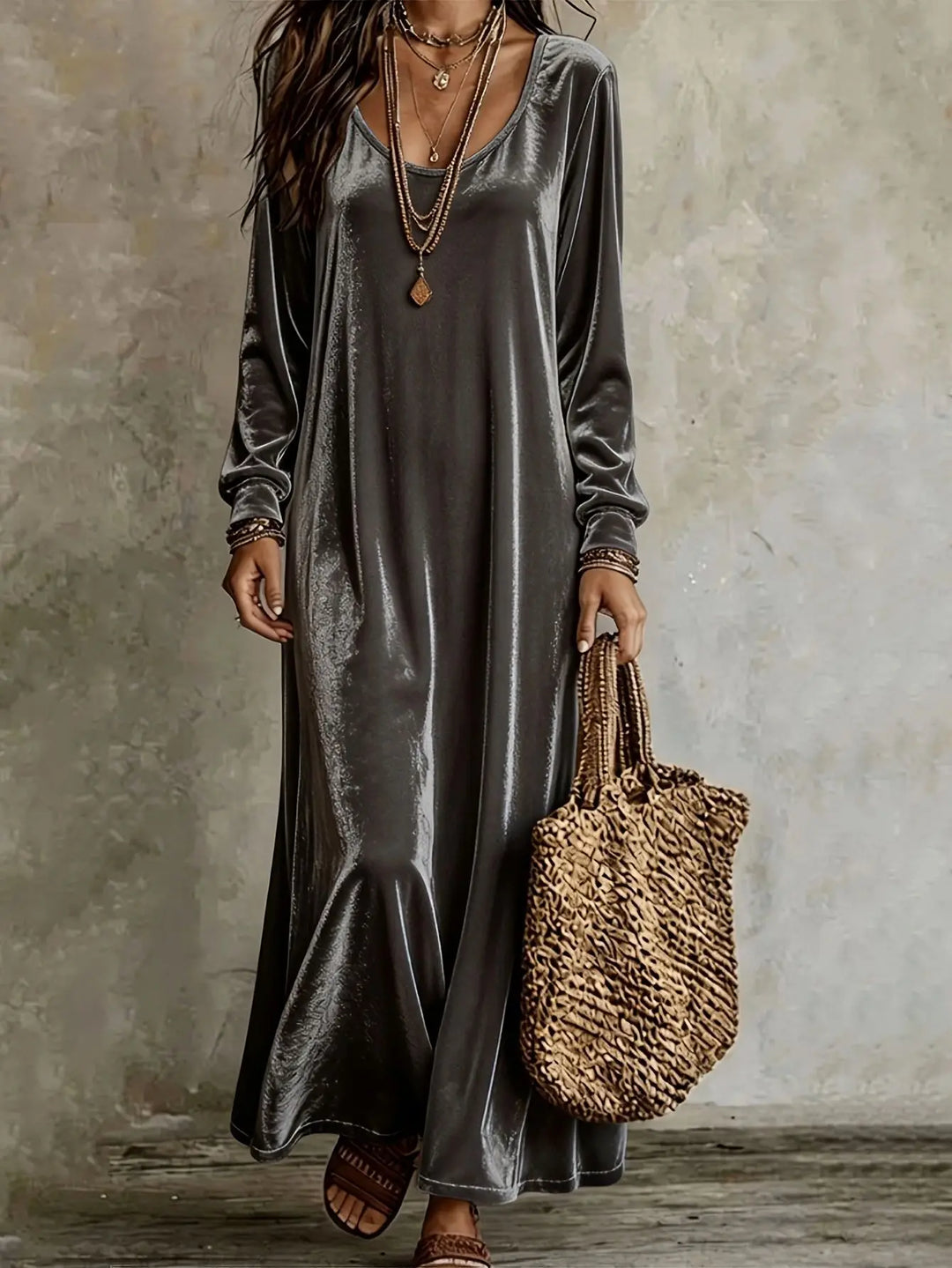 Odessa Velvet Finish Maxi Dress