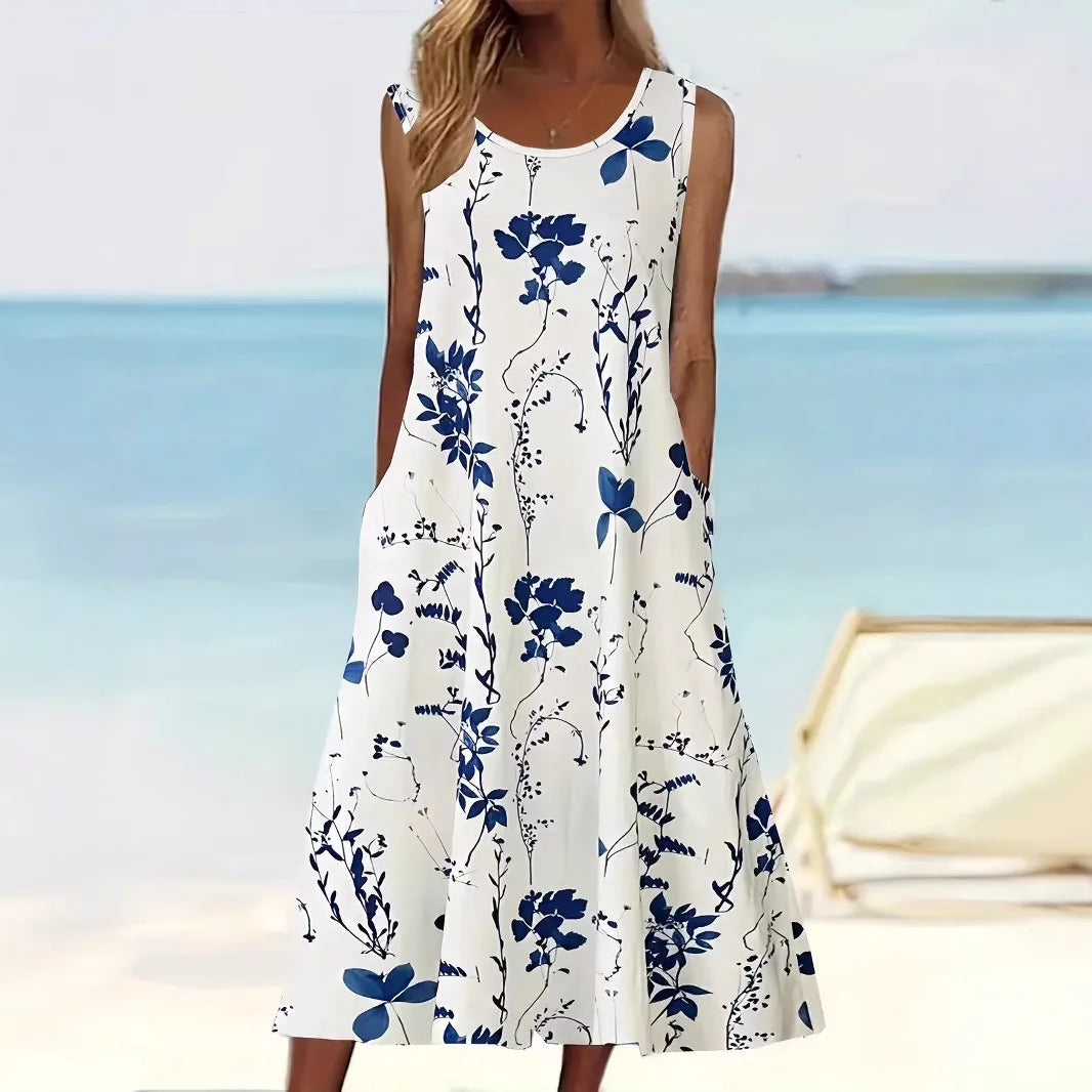 Cosima Sleeveless Floral Print Midi Dress