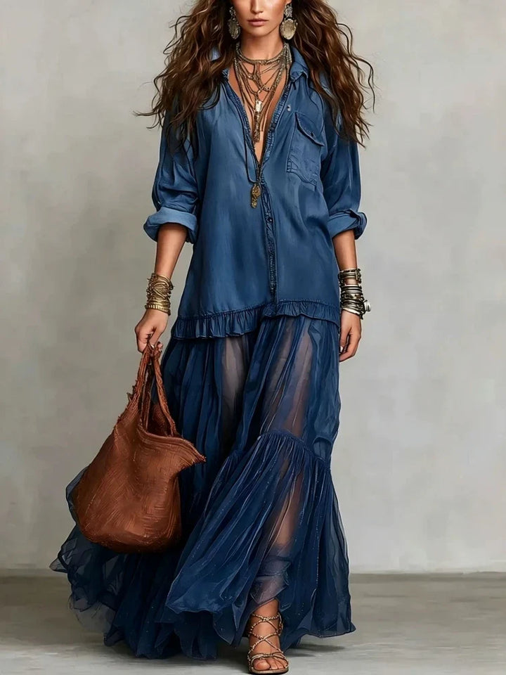 Carla Flowy Denim Maxi Dress – Urban Hollis