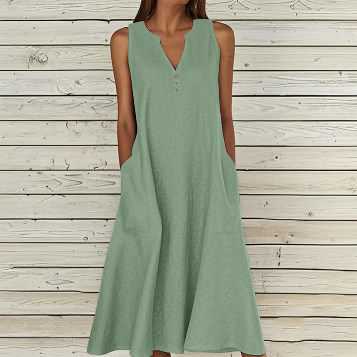 Violet Effortless V Neck Midi Dress