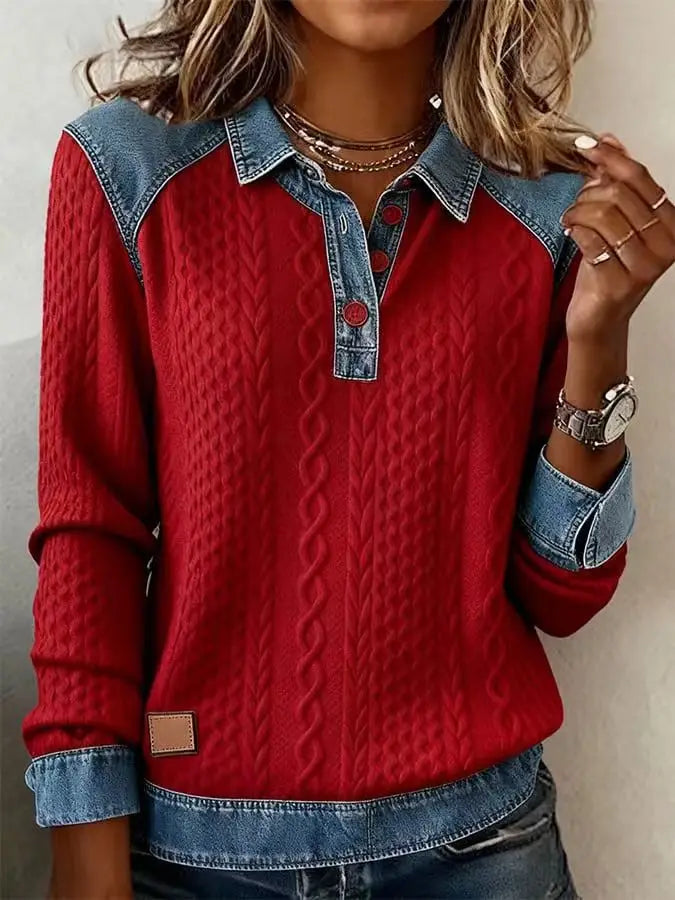 Rosie Denim Trim Blouse