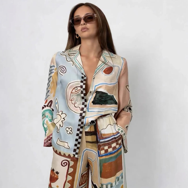 Aliyah Abstract Print Trouser Set