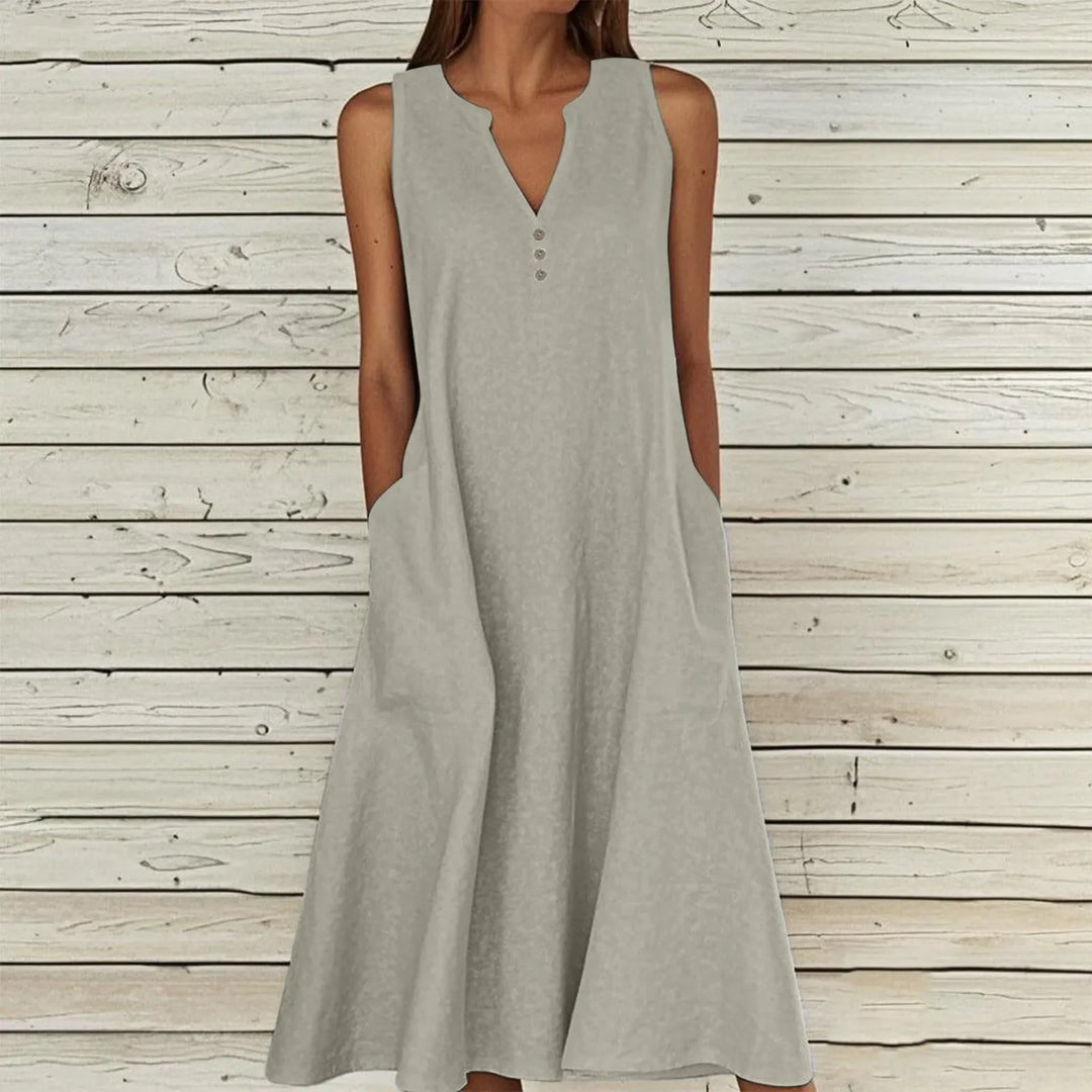 Violet Effortless V Neck Midi Dress