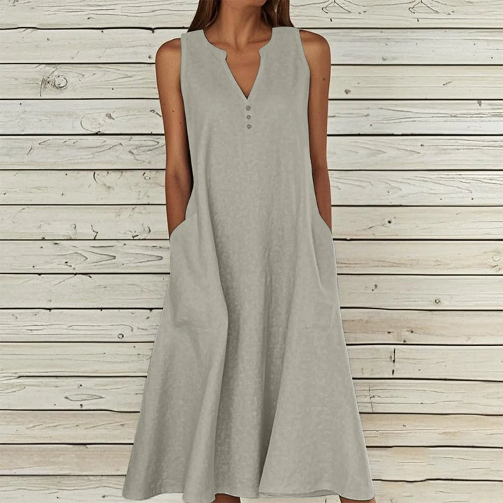 Violet Effortless V Neck Midi Dress