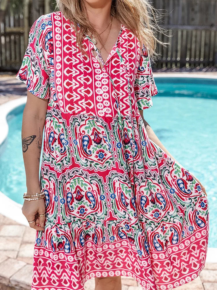 Kaylee Boho Floral Mini Dress